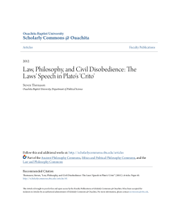Law, Philosophy, and Civil Disobedience: The Laws` Speech in