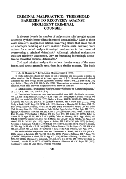 Threshold Barriers to Recovery Against Negligent Criminal Counsel