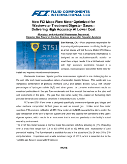 New FCI Mass Flow Meter Optimized for Wastewater Treatment