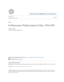 In Memoriam: Professor James S. May: 1934-1993