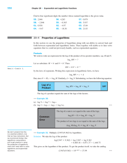 556 20&ndash;4 Properties of Logarithms Log of a Product Common Error