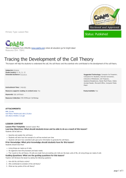 Tracing the Development of the Cell Theory