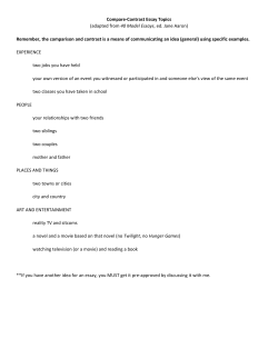 Compare-Contrast Essay Topics (adapted from 40 Model Essays, ed