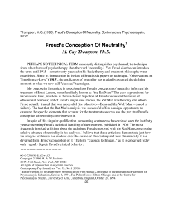 Freud`s Conception Of Neutrality