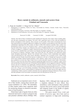 Heavy metals in sediments, mussels and oysters from