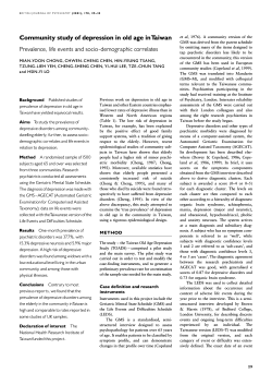 Community study of depression in old age inTaiwan Prevalence, life