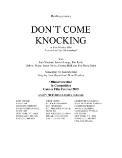 don&acute;t come knocking - Sony Pictures Classics