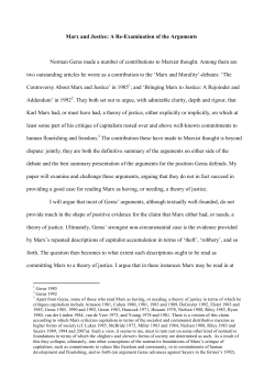 Marx and Justice - The Political Studies Association
