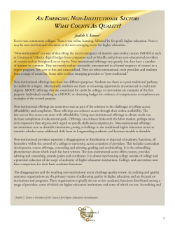 An Emerging Non-Institutional Sector: What Counts As Quality?