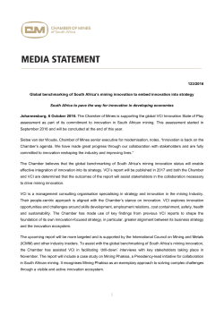 Global benchmarking of South Africa`s mining