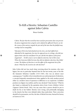 To Kill a Heretic: Sebastian Castellio against John Calvin