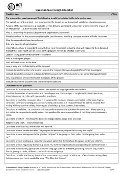 Questionnaire Design Checklist - ACT Health