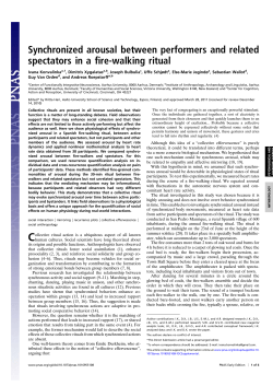 Synchronized arousal between performers and related spectators in