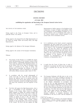 Council Decision of 26 July 2010 establishing the organisation and