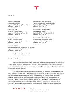 May 1, 2017 Senator Martin Looney President Pro Tempore