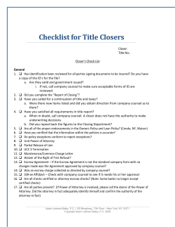 Checklist for Title Closers - New York State Land Title Association
