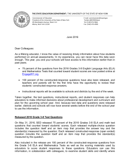 Letter from Commissioner Elia about released test