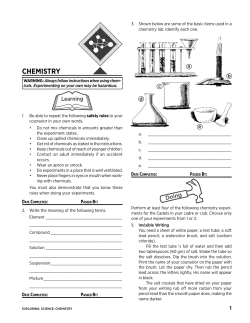 chemistry - Cadet Counselors
