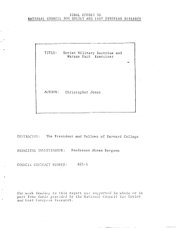 Soviet Military Doctrine and Warsaw Pact Exercises