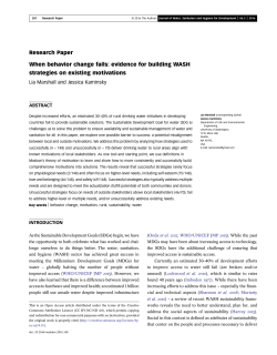 evidence for building WASH strategies on existing motivations