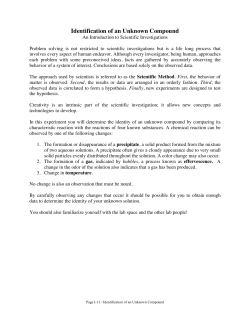 CH 221 Identification of an Unknown Compound Lab