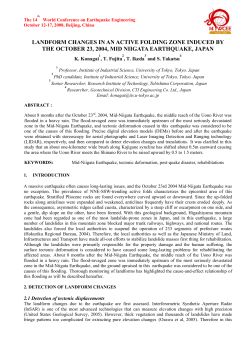 landform changes in an active folding zone induced by the october