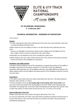 Technical Information - Elite Track Nationals