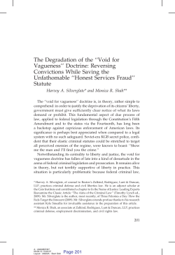 The Degradation of the &ldquo;Void for Vagueness&rdquo; Doctrine