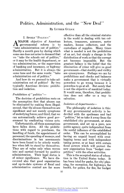 Politics, Administration, and the "New Deal"
