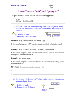 Future Tense &ndash; &ldquo; will&rdquo; and &ldquo; going to &rdquo;