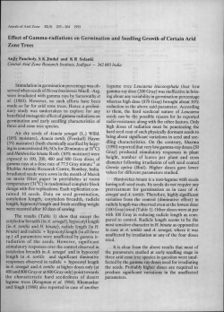 Effect of Gamma-radiations on Germination"and Seedli`ng` Growth of