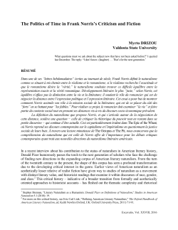 The Politics of Time in Frank Norris`s Criticism and Fiction