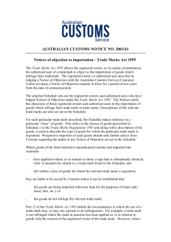AUSTRALIAN CUSTOMS NOTICE NO. 2003/61 Notices of objection