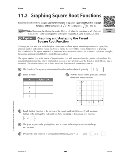 11 . 2 Graphing Square Root Functions
