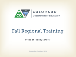 Fall 2014 Regional Training Power Point (PPT)