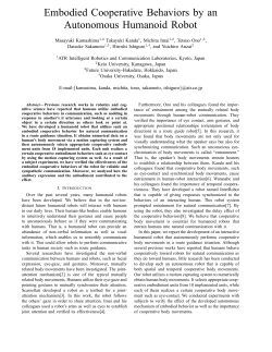 Embodied Cooperative Behaviors by an Autonomous Humanoid