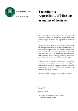 The collective responsibility of Ministers - an outline