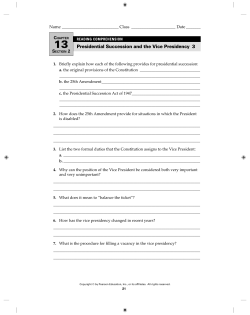 Presidential Succession and the Vice Presidency 3