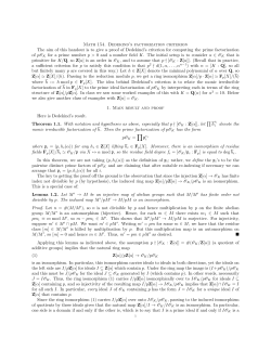 Math 154. Dedekind`s factorization criterion The aim of this handout