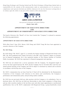 Appointment of Executive Directors and Appointment of