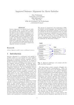 Improved Sentence Alignment for Movie Subtitles