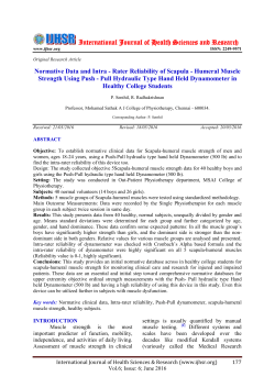 Normative Data and Intra-Rater Reliability of Scapula