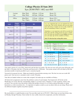 College Physics II Sum 2011 Syn 28380 PHY 1402 sect 005