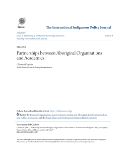 Partnerships between Aboriginal Organizations and Academics