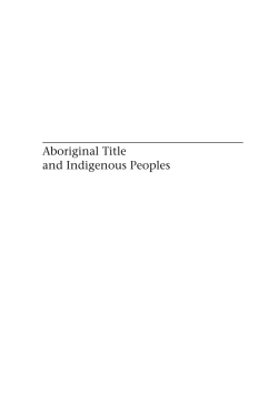 Aboriginal Title and Indigenous Peoples
