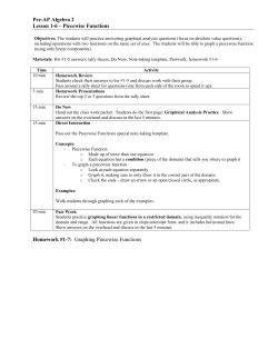 Pre-AP Algebra 2 Lesson 1-6 – Piecewise Functions