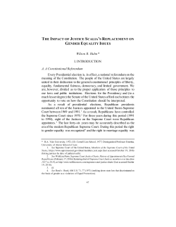 The Impact of Justice Scalia`s Replacement on Gender Equality Issues