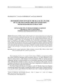 DETERMINATION OF PAH IN THE BLACK SEA WATER BY GC/MS