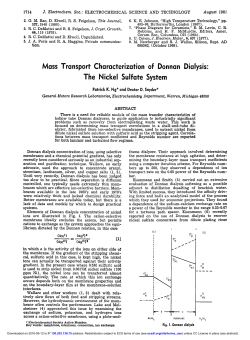 Mass Transport Characterization of Donnan Dialysis: The Nickel