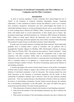 The Emergence of Anti-Brand Communities and Their Influence on